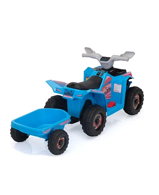 Streamdale Furniture Electric Kids Atv with Trailer and Bluetooth, Ages 3-6