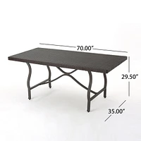 Sleek 70" Wicker Dining Table for Patio Expansions