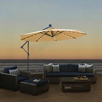 Streamdale Furniture 10 Ft Solar Led Patio Outdoor Umbrella Hanging Cantilever Umbrella Offset Umbrella