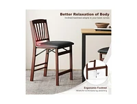 Slickblue Set of 2 Counter Height Chairs Folding Kitchen Island Stool with Padded Seat-Brown
