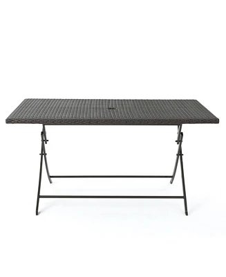 Simplie Fun Space-Saving Foldable Wicker Dining Table for Outdoor Hosting