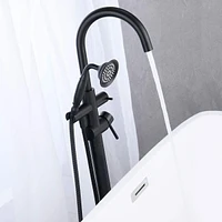 Simplie Fun Freestanding Tub Filler Bathtub Faucet Matte With Hand Held Shower Floor-Mount