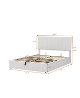 Streamdale Furniture Queen Size Upholstered Platform Bed With A Hydraulic Storage System