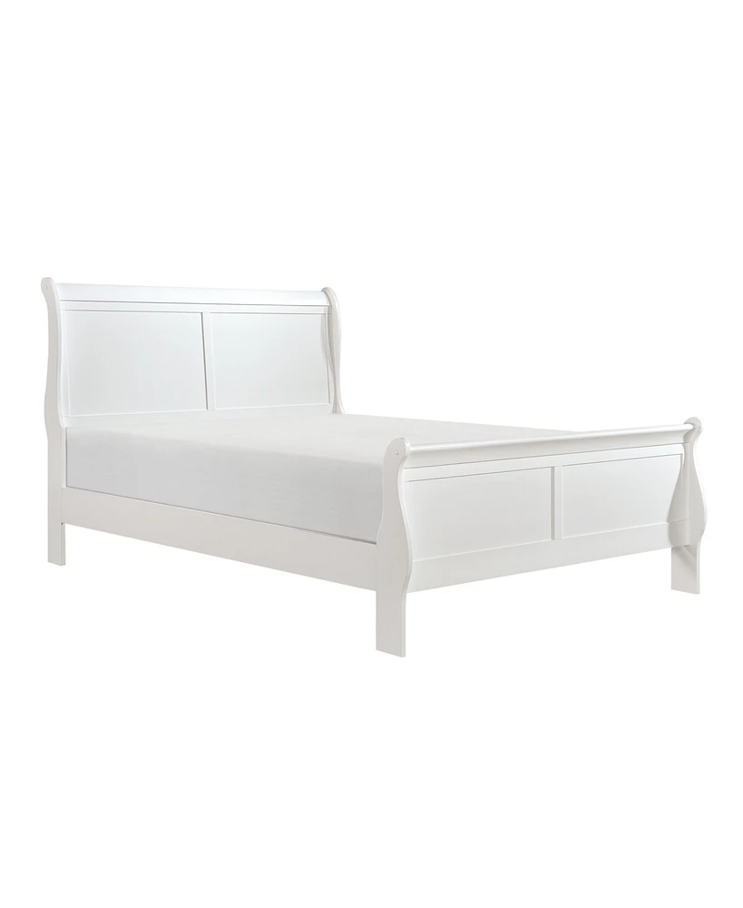 Streamdale Furniture Classic Louis Philipe Style White Full Size Bed 1 Piece Traditional Design Sleigh Bed