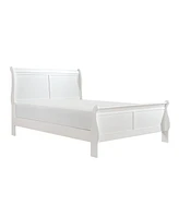 Streamdale Furniture Classic Louis Philipe Style White Full Size Bed 1 Piece Traditional Design Sleigh Bed