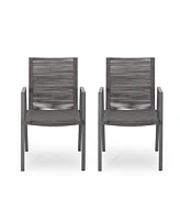 Simplie Fun Stylish and Comfortable Outdoor Dining Chairs with Rope Weave and Aluminum Frames