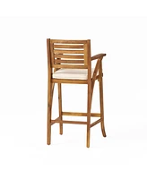 Stylish Outdoor Barstool with Cushion (Set of 2)