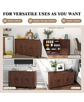 Slickblue 3-Door Buffet Sideboard with Adjustable Shelves and Anti-Tipping Kits