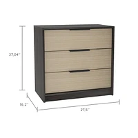 Kaia 3 Drawers Dresser, Superior Top