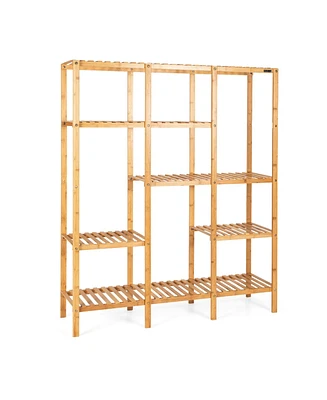 Slickblue Multifunctional Wicker Shelf Storage Organizer Rack