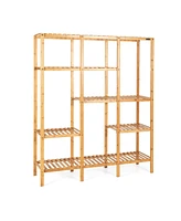 Slickblue Multifunctional Wicker Shelf Storage Organizer Rack