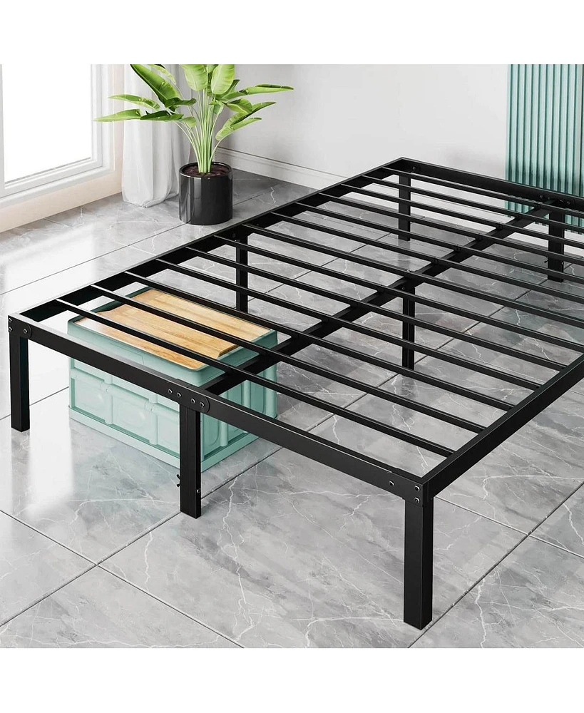 Simplie Fun Heavy Duty Metal Bed Frame With Sturdy Steel Slat Support