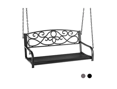 Slickblue Outdoor 2-Person Metal Porch Swing Chair with Chains