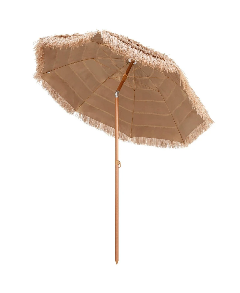 Slickblue 7.2 Feet Patio Thatched Tiki Umbrella Hawaiian Hula Beach Umbrella