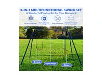 Slickblue 3-in-1 Outdoor Swing Set for Kids Aged 3 to 10