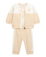 Guess Baby Boy Long Sleeve Bodysuit, Zip Top, and Pant Set