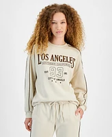 Rebellious One Juniors' Los Angeles Flocked Graphic Sweatshirt