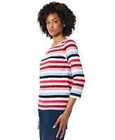 Jones New York Women's Cotton Striped 3/4-Sleeve Tee