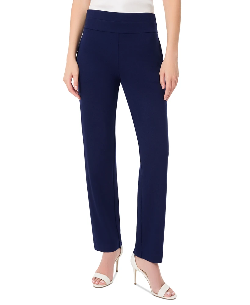 Jones New York Women's Pull On High Double Wide Waistband Straight Leg Pants