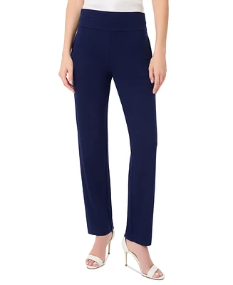 Jones New York Women's Pull On High Double Wide Waistband Straight Leg Pants