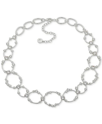 Anne Klein Silver-Tone Cubic Zirconia Ring Collar Necklace, 16" + 3" extender