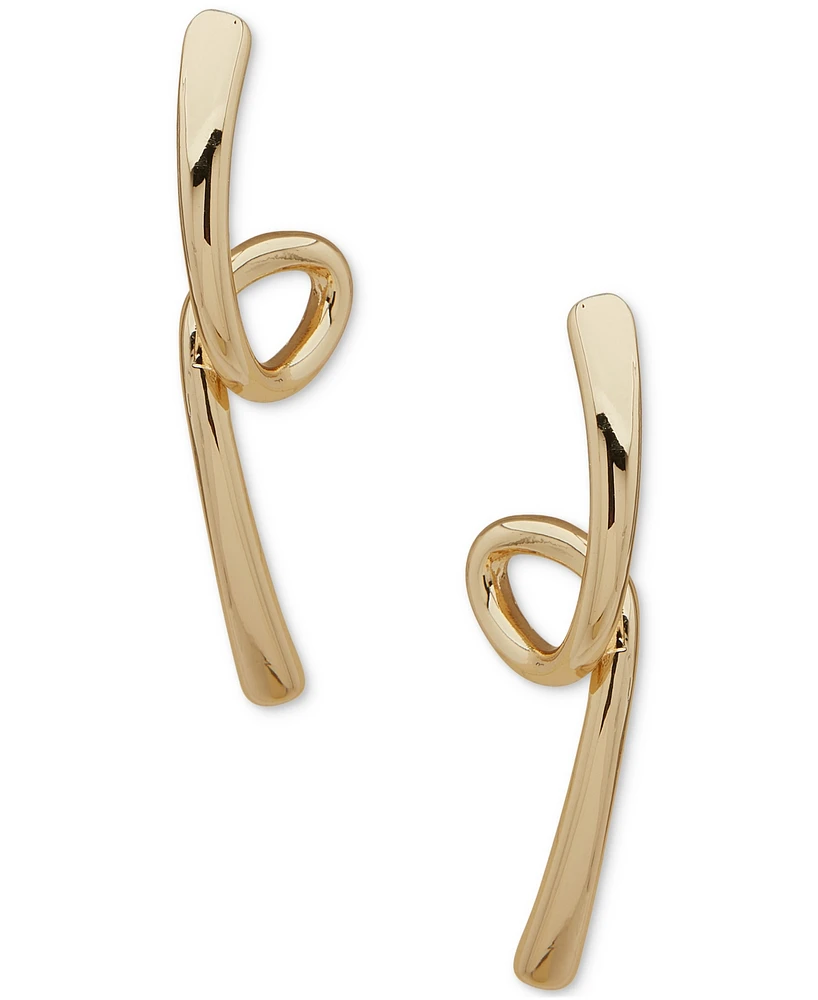 Anne Klein Gold-Tone Twisted Bar Drop Earrings