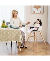Costway Toddler 3 1 Convertible Wooden High Chair Feeding with Cushion