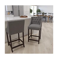 Hadleigh Upholstered Barstool 30" High Transitional Tufted Barstool With Accent Nail Trim