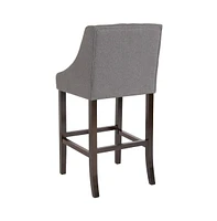 Merrick Lane Hadleigh Upholstered Barstool 30" High Transitional Tufted Barstool With Accent Nail Trim