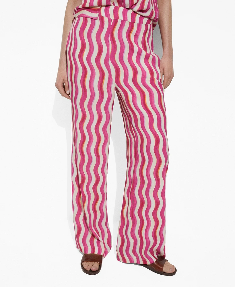 Mango Women's Wide Leg Printed Pants