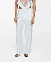 Mango Women's Darts Detail Linen Trousers