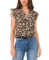 Vince Camuto Women's Floral-Print Flutter-Sleeve Top