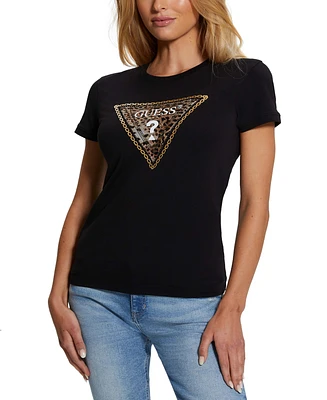 Guess Women's Leo Animal-Print Logo T-Shirt