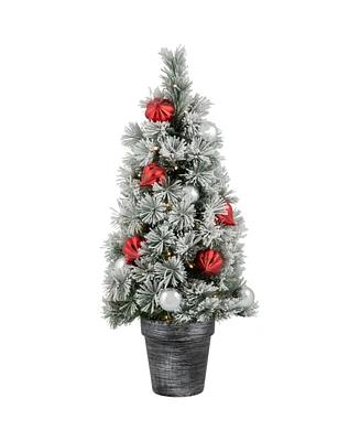 Northlight Pre-Lit Potted Snowy Bristle Pine Artificial Christmas Tree 2'