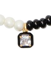 Kate Spade New York Gold-Tone Cubic Zirconia Black & White Beaded Pendant Necklace, 16" + 3" extender