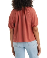 Levi's Women's Leanne Button-Front Puff-Sleeve Top