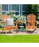 Gymax 4 Pcs Eucalyptus Adirondack Chair Foldable Outdoor Wood Lounger Chair Natural