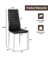 Slickblue 4 Pieces Pvc Elegant Design Leather Dining Chairs with Solid Metal Legs