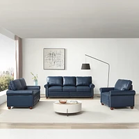 Streamdale Furniture Living Room Sofa with Storage Sofa 1+2+3 Sectional Navy Blue Faux Leather