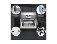 Slickblue Stainless Steel Sink Wall Mount Hand Washing Sink with Faucet and Side Splash