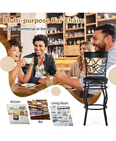 Set of 2 30 Inch Bar Stool with Backrest and Footrest