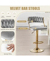 Swivel Barstool with Woven Back Set of 2 for Kitchen Island Cafe