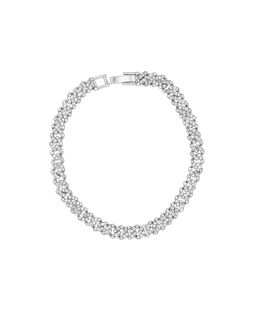 Adornia Silver 8mm Crystal Curb Chain Bracelet