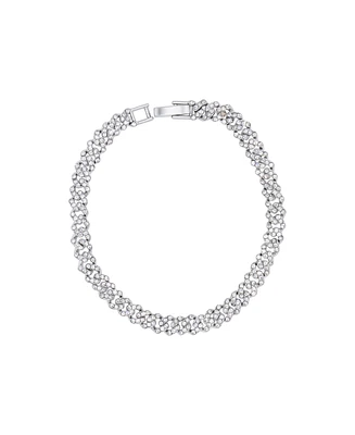 Adornia Silver 8mm Crystal Curb Chain Bracelet