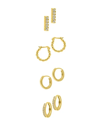 Adornia Gold Set of 4 Mixed Earrings