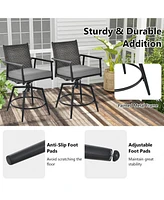 Sugift 360 Degree Swivel Bar Stool Set of 2 with Metal Frame and Pe Rattan Backrest