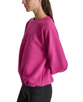 Dkny Sport Women's Varsity Puffed Logo Drawcord Sweatshirt