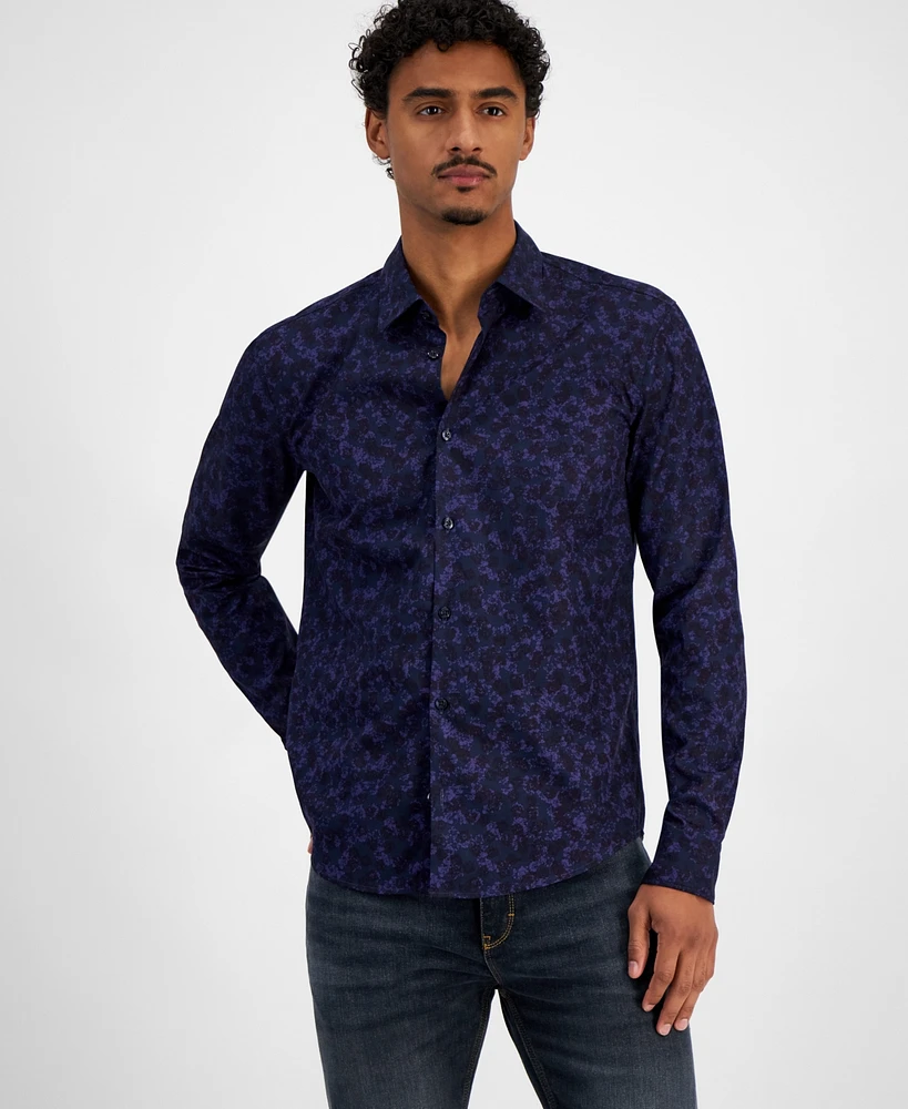 Hugo Boss Men's Ermo Slim Fit Printed Long Sleeve Button-Front Shirt