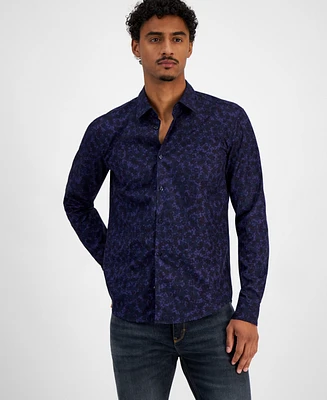 Hugo Boss Men's Ermo Slim Fit Printed Long Sleeve Button-Front Shirt