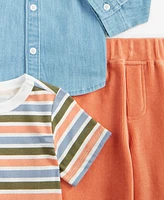 First Impression Baby Boys Imagine Stripe Shirt, T-Shirt & Pants Set, Created for Macy's